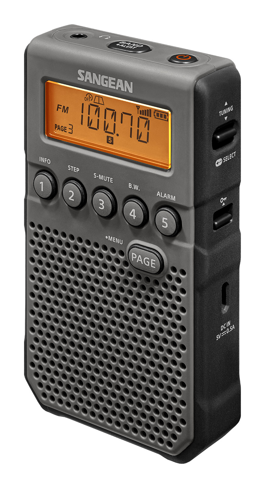 Radio de poche rechargeable AM/FM/NOAA avec alerte météo DT-800 - DT-800BK - Sangean